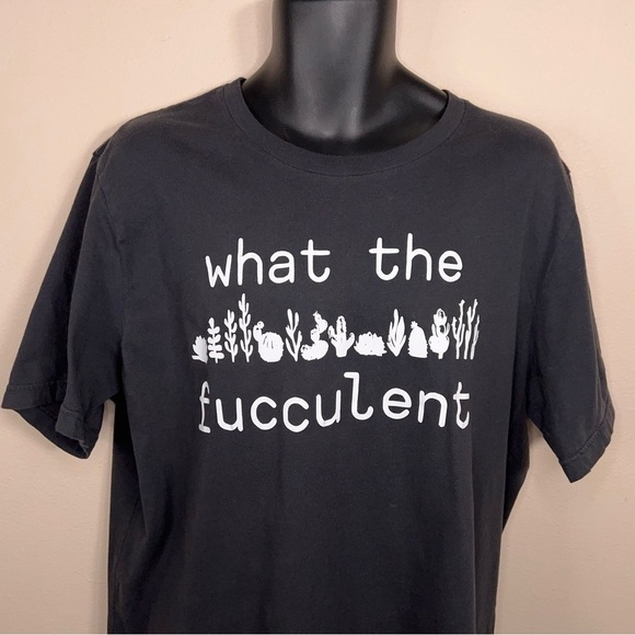 2XL Succulent Tee What The Flucculent Graphic Tee Dark Grey/Black Tshirt - Picture 8 of 13